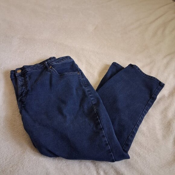 Terra & Sky Women's Size 22W Petite Core Straight Dark Wash Mid Rise Jeans - Picture 10 of 15